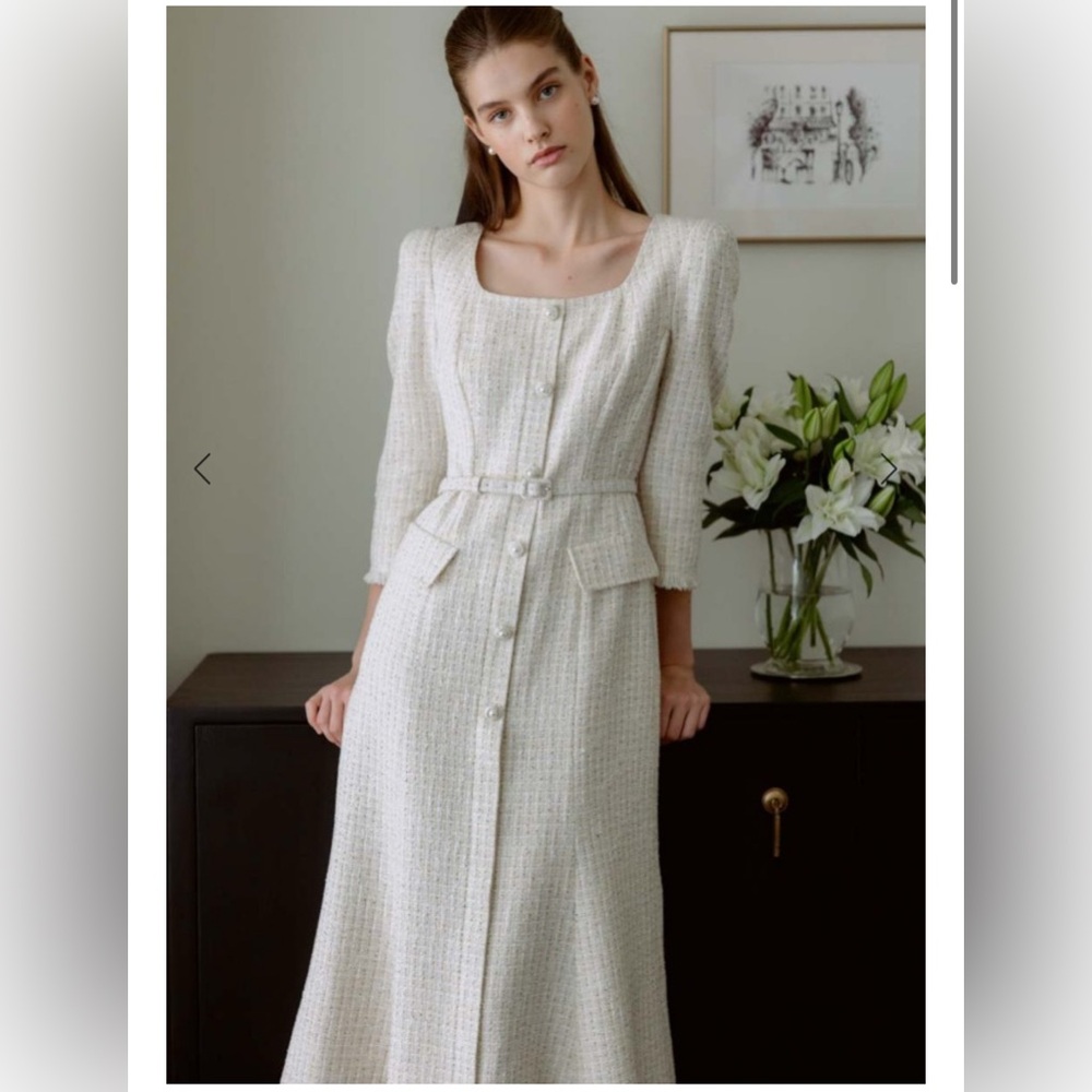 bau by bride and you  melissa mermaid tweed dress (Cream) sz 2 no belt $400
